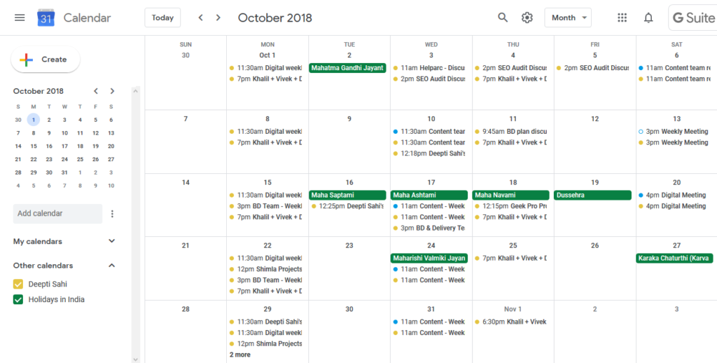 Google Calendar at DL